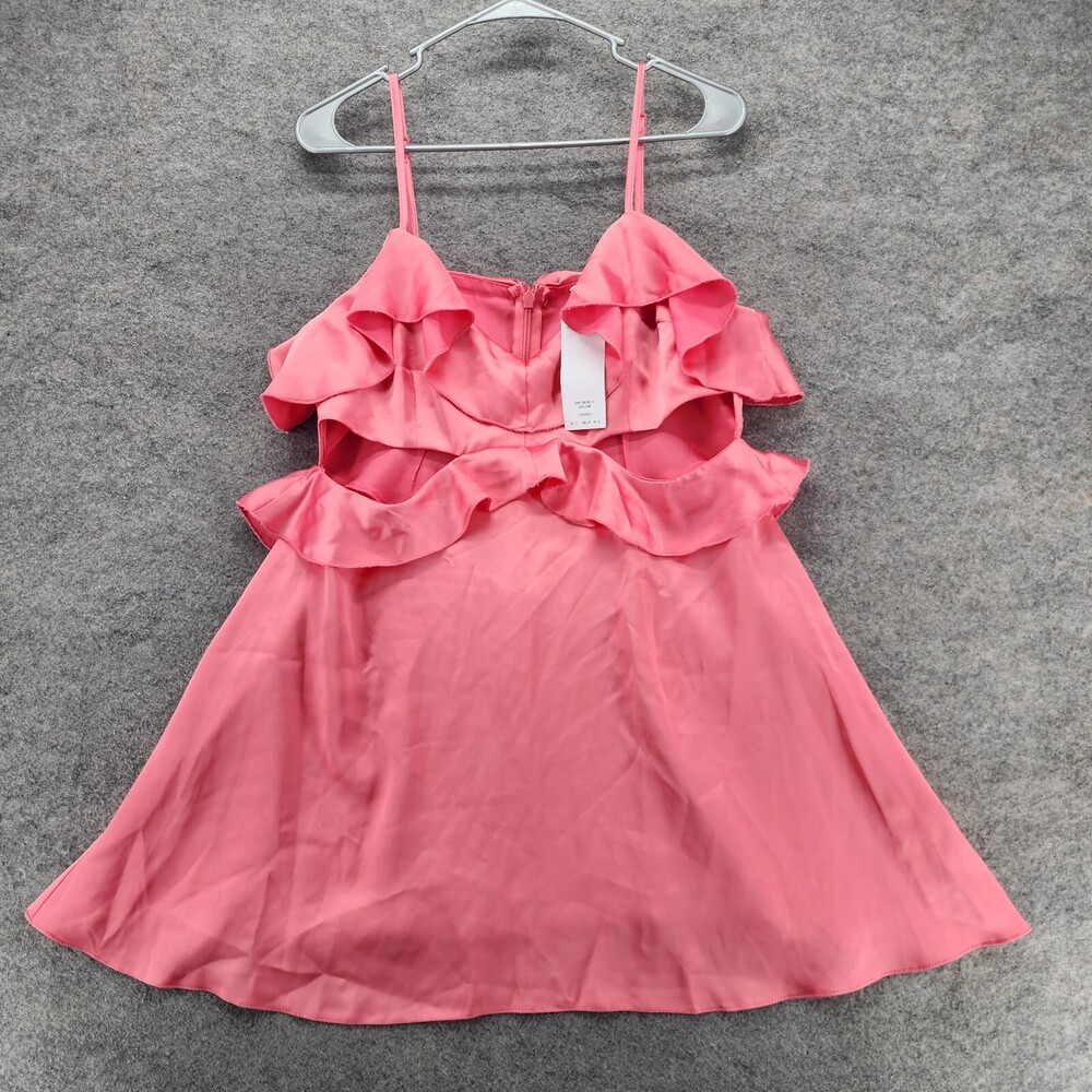 Miss Selfridge Dress Womens 12 Sleeveless Pink Satin Short
